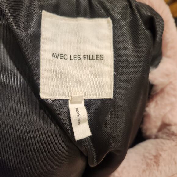 Avec Les Filles Short Faux-Fur Jacket Snap Close Color Blush Size S - Picture 7 of 8